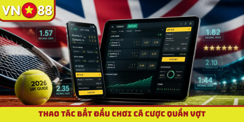 Thao tác bắt đầu chơi cá cược quần vợt