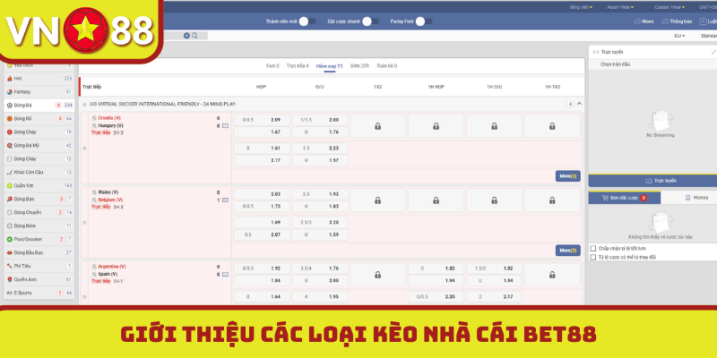 Giới thiệu các loại kèo nhà cái Bet88
