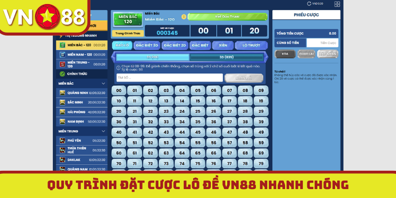 Quy trình đặt cược lô đề VN88 nhanh chóng