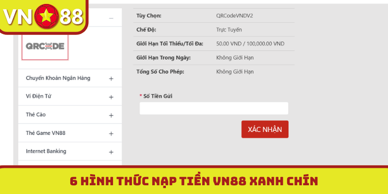 6 hình thức nạp tiền VN88 xanh chín