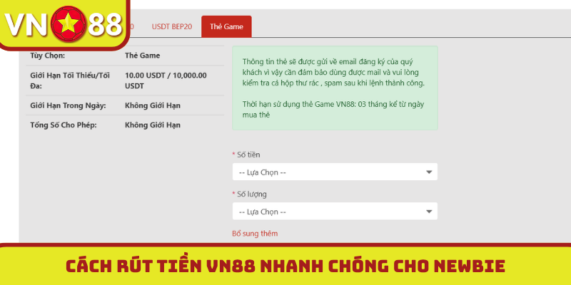 Cách rút tiền VN88 nhanh chóng cho newbie