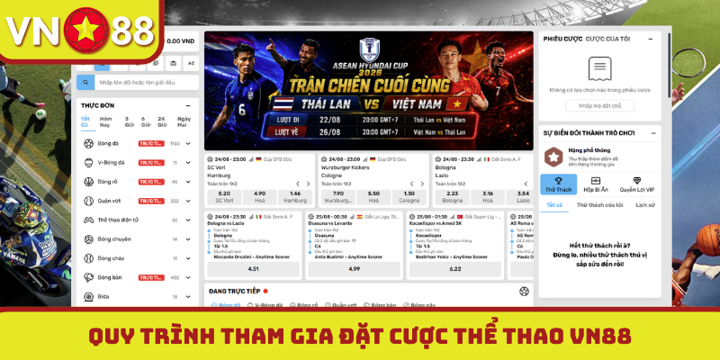 Quy trình tham gia đặt cược thể thao VN88