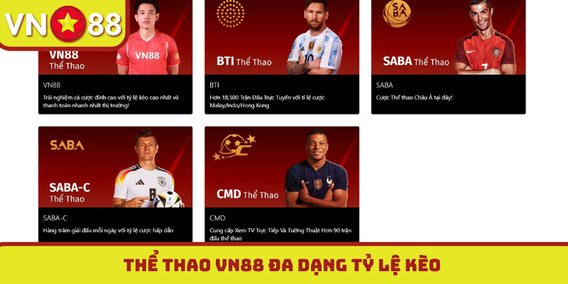 Thể thao VN88 đa dạng tỷ lệ kèo